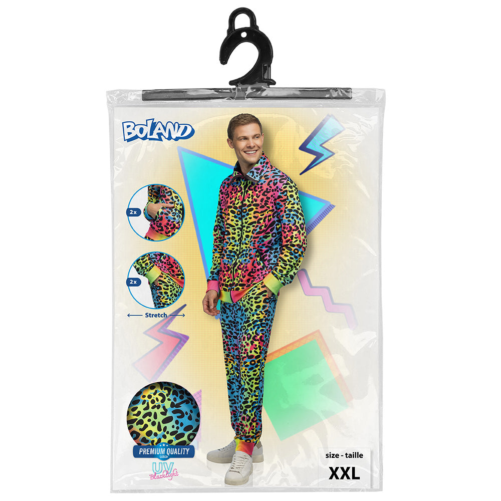 Combinaison Léopard Fluo UV Blacklight Adulte XXL