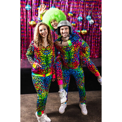 Combinaison Léopard Fluo UV Blacklight Adulte XXL