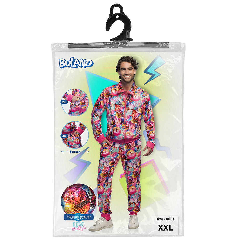 Déguisement Disco Boules à Facettes Fluo UV Blacklight Homme XXL