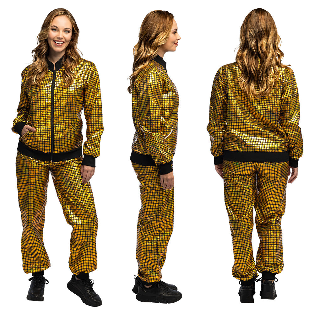 Combinaison Paillettes Doré Disco - Veste et Pantalon Brillants
