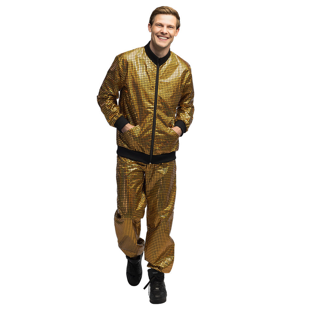 Costume Disco Paillettes Or - Veste et Pantalon Homme XXL