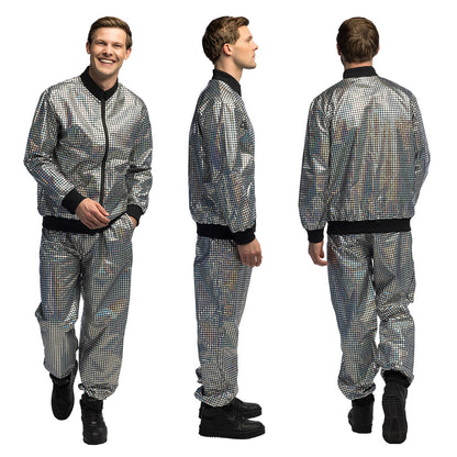 Costume Disco Paillettes Argenté Homme - Tenue Années 70