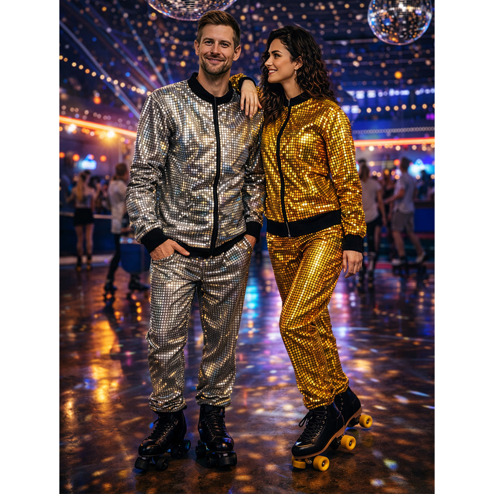 Combinaison Paillettes Disco Argent - Déguisement Adulte