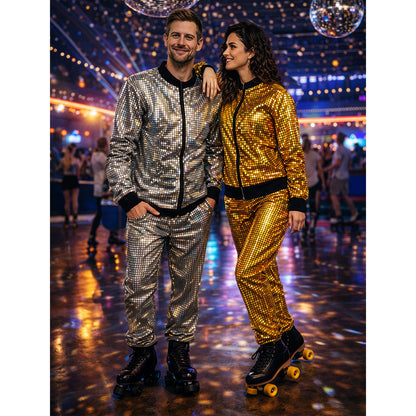 Combinaison Paillettes Disco Argent - Déguisement Adulte