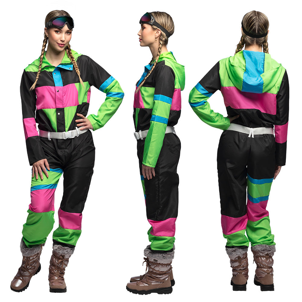 Déguisement Combinaison Ski Rétro Néon Années 80 Femme