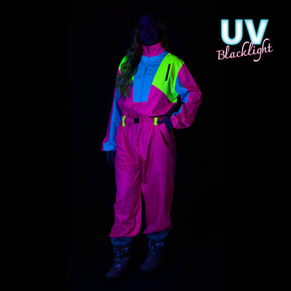 Combinaison Ski Rétro Années 80 UV Blacklight Fluo