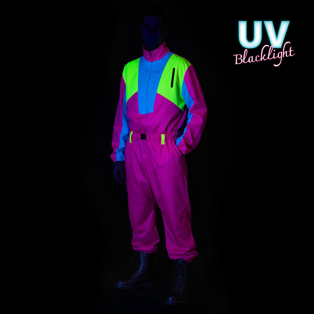 Combinaison Rétro Neon Fluo UV Blacklight Années 80 Homme