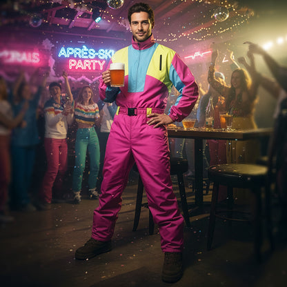 Combinaison Années 80 Fluo UV Blacklight - Déguisement Rétro