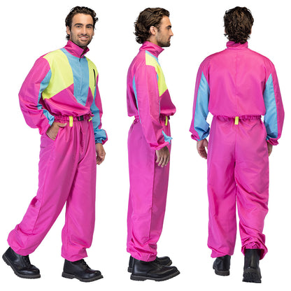 Combinaison Rétro UV Blacklight Fluo Rose et Bleu Années 80