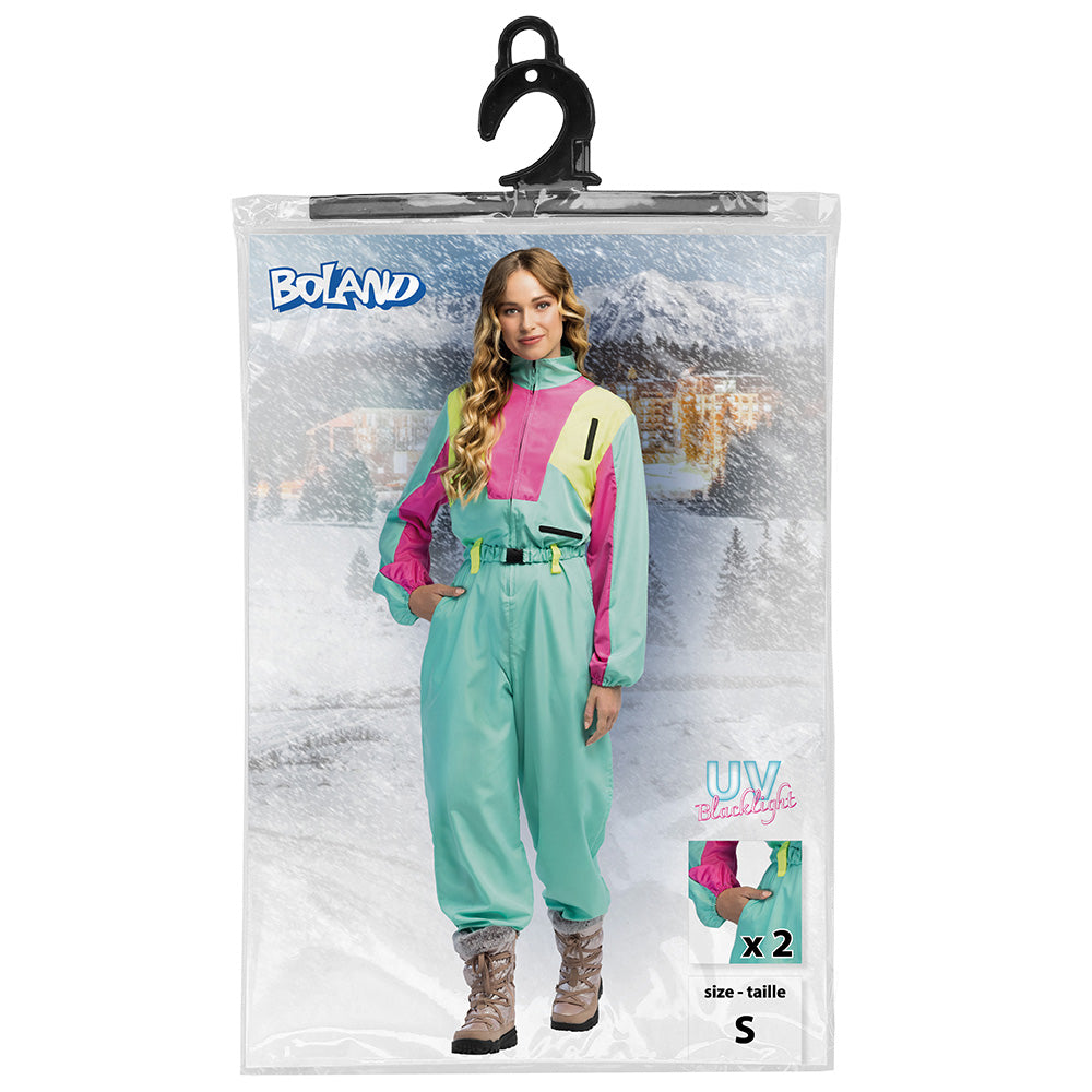 Combinaison Ski Rétro UV Années 80 - Turquoise Rose