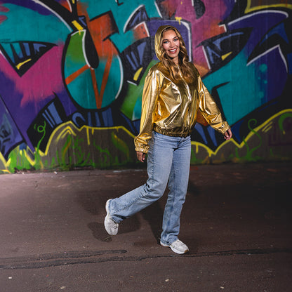 Veste Métallisée Dorée Années 80 - Déguisement Rétro Chic