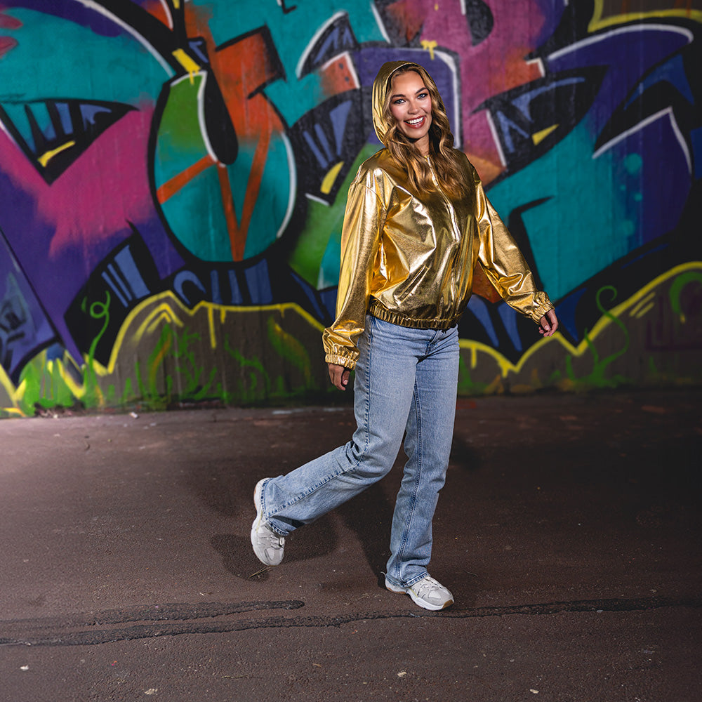 Veste Métallisée Dorée Années 80 - Coupe Femme Brillante