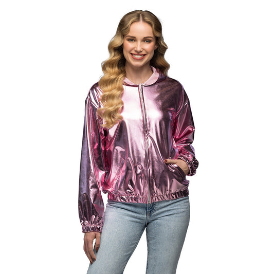 Veste Metallic Rose Années 80 - Déguisement Rétro Brillant