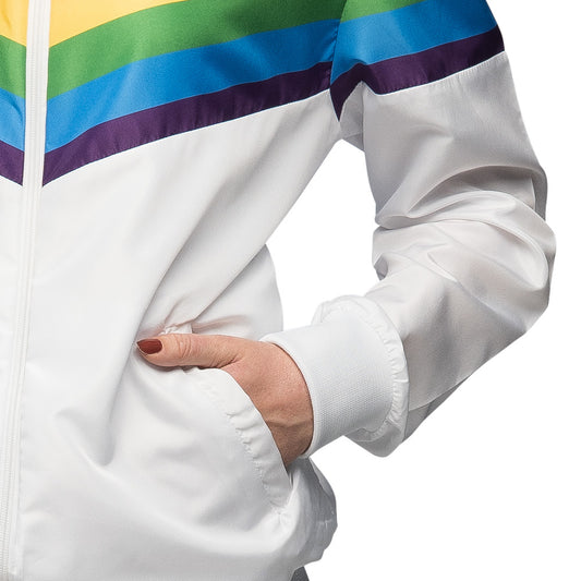 Veste Arc-en-ciel Rétro Blanc - Années 80 Vintage