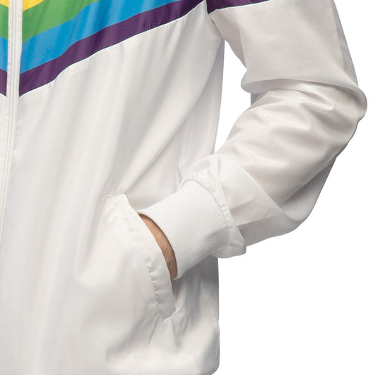 Veste Rétro Arc-en-ciel Années 80 - Coupe Vent Blanc