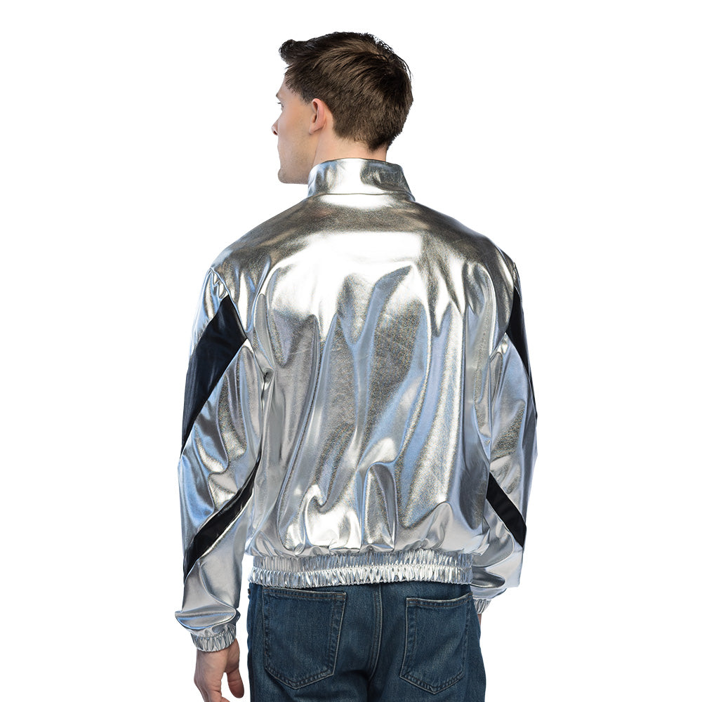 Veste Métallisée Argentée et Noire - Déguisement Années 80