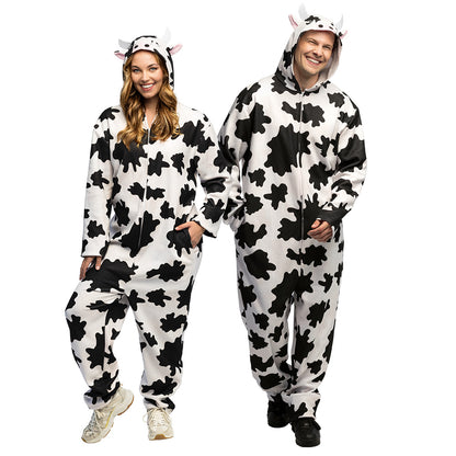 Déguisement Vache Combinaison Intégrale Adulte Blanc Noir