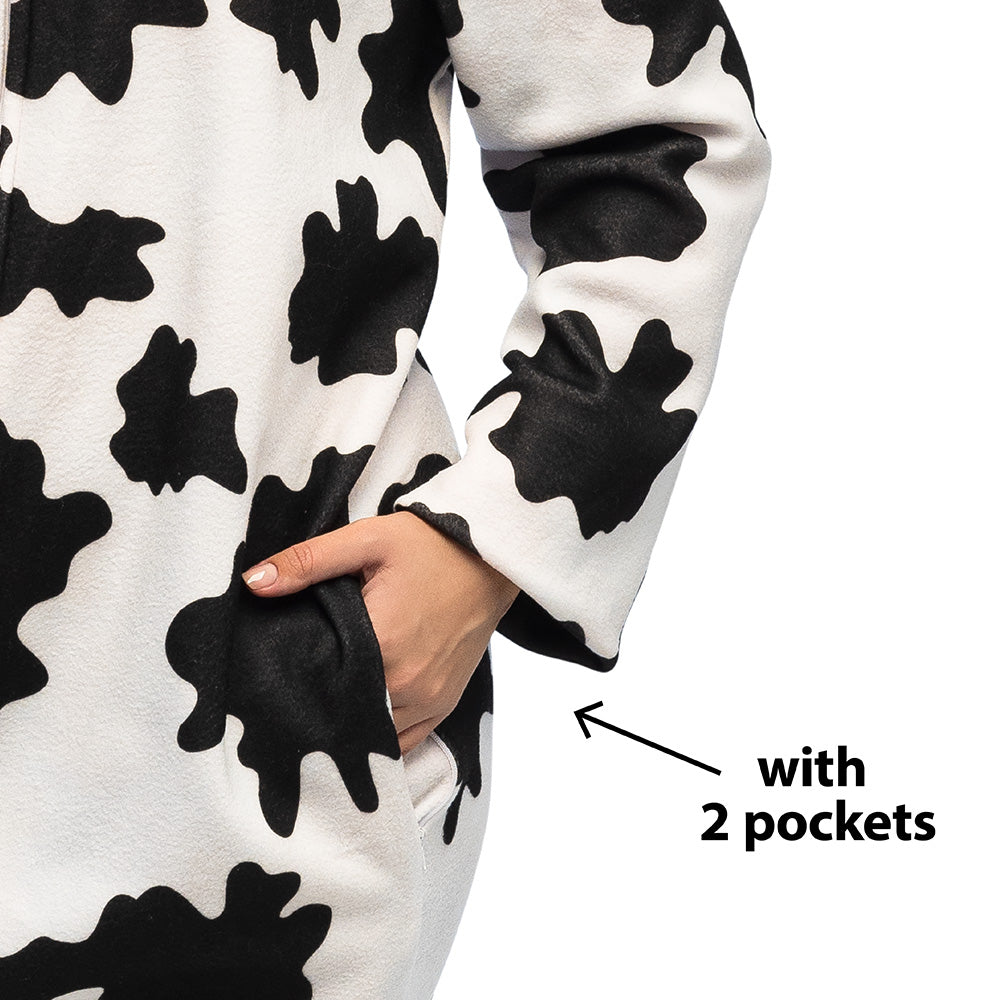 Déguisement Vache Combinaison Intégrale Adulte Blanc Noir