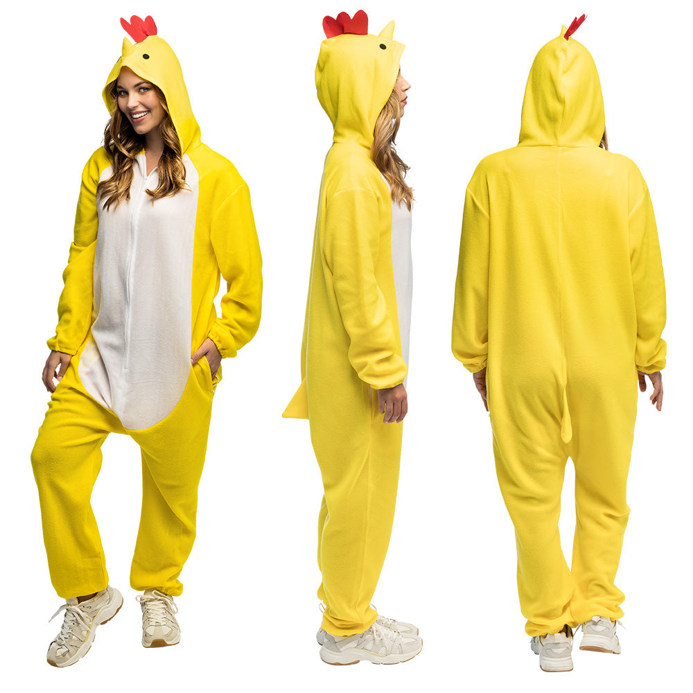 Déguisement Poule Onesie - Costume Adulte Jaune et Blanc