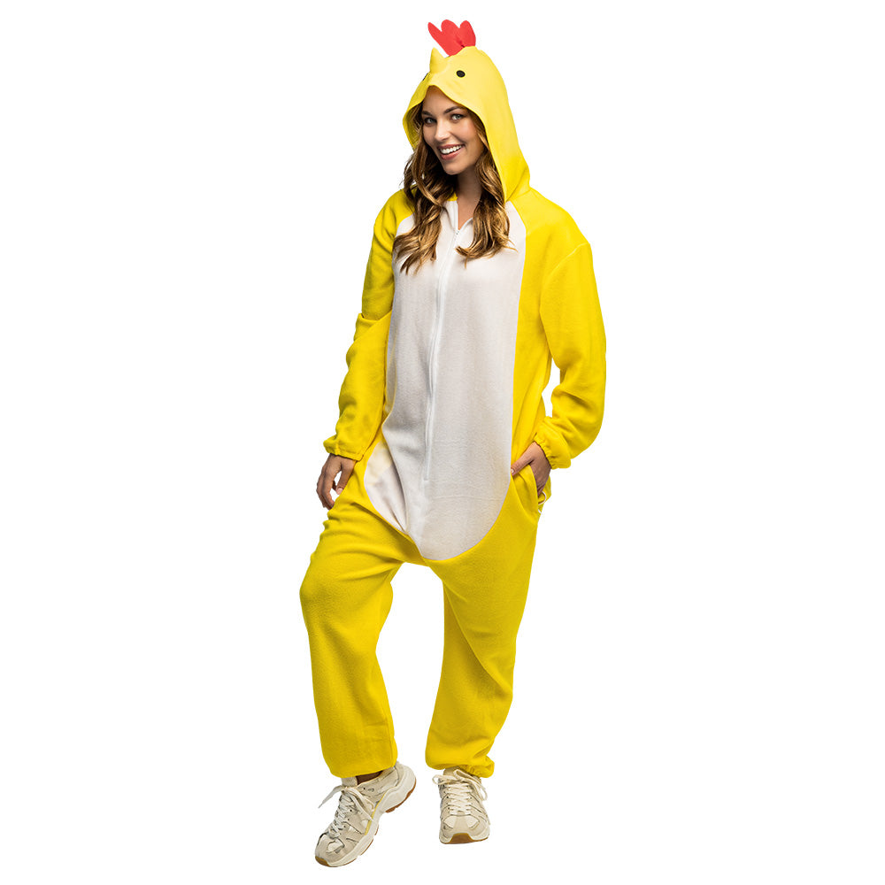 Déguisement Poule Onesie - Costume Adulte Jaune et Blanc