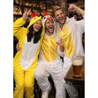 Déguisement Poule Onesie - Costume Adulte Jaune et Blanc