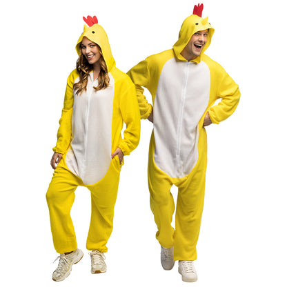 Déguisement Poule Jaune Adulte - Combinaison Pyjama Avec Capuche