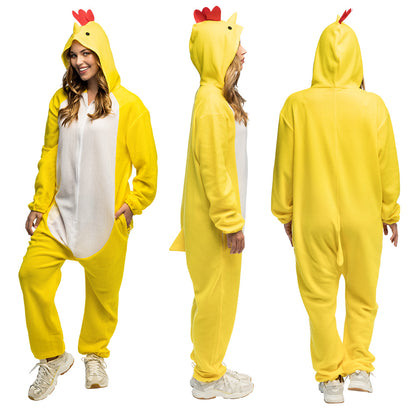 Déguisement Poule Jaune Adulte - Combinaison Pyjama Avec Capuche