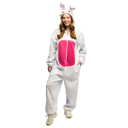 Déguisement Lapin Rose et Blanc Adulte - Combinaison Animale