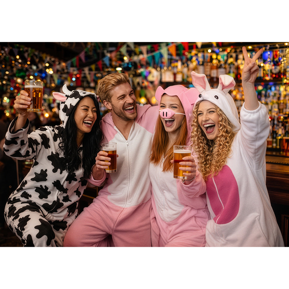 Déguisement Lapin Rose et Blanc Adulte - Combinaison Animale