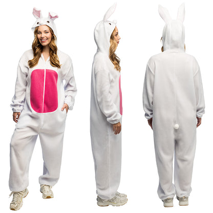 Déguisement Lapin Rose et Blanc Unisexe - Combinaison Intégrale