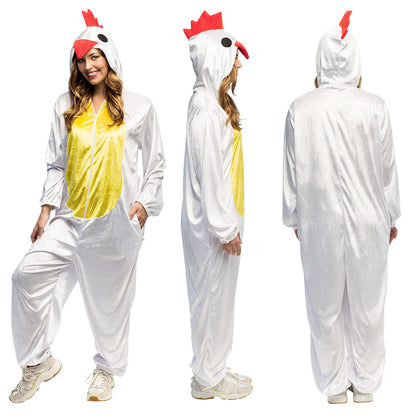 Déguisement Poule Blanc Jaune Adulte - Onesie Complet