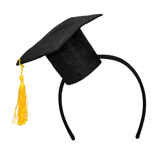 Serre-tête Diplômé Noir avec Pompon Doré - Accessoire Graduation