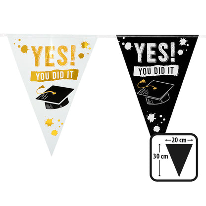 Guirlande Fanions Graduation YES YOU DID IT - Noir & Or