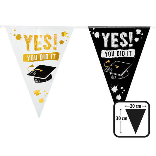 Guirlande Fanions Graduation YES YOU DID IT - Noir & Or