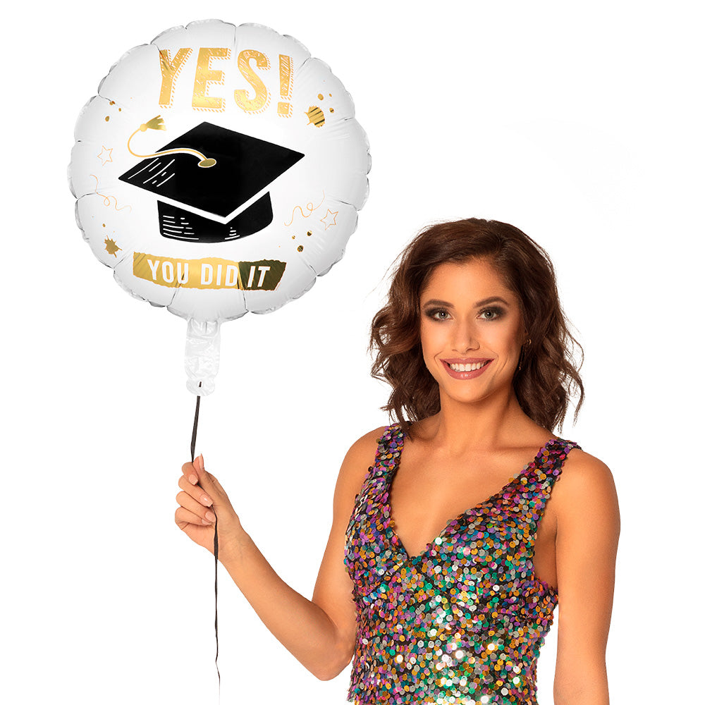 Ballon Hélium Diplôme "YES! You Did It" Or & Noir