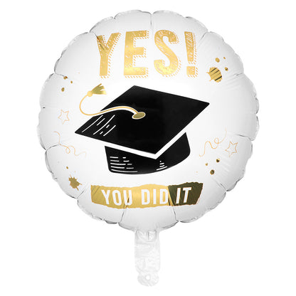 Ballon Hélium Diplôme "YES! You Did It" Or & Noir
