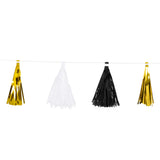 Guirlande de Pompons Dorés, Blancs et Noirs - 3m