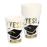 Gobelets Graduation YES YOU DID IT - 8 verres 25cl dorés