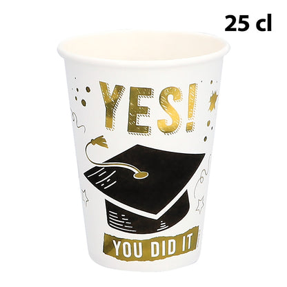 Gobelets Graduation YES YOU DID IT - 8 verres 25cl dorés