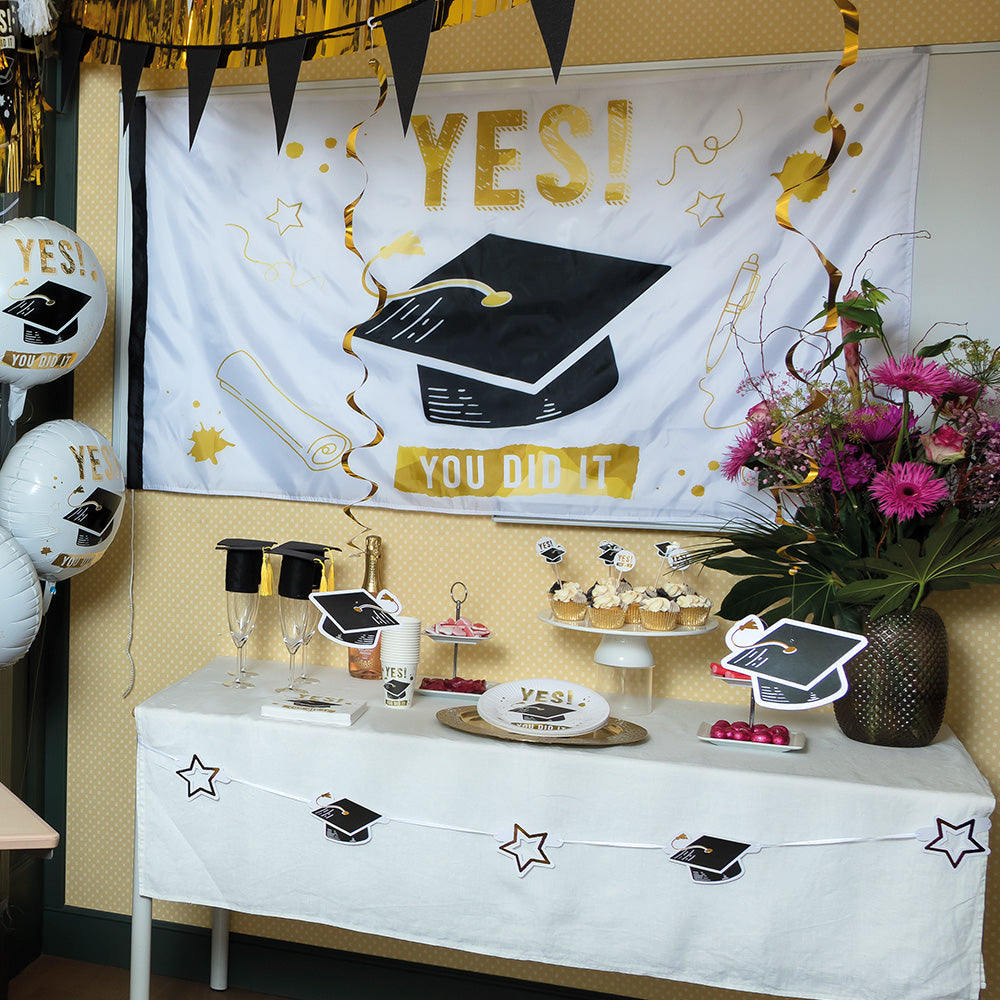 Bannière YES Graduation 16,5x16,5cm - Décoration Réussite