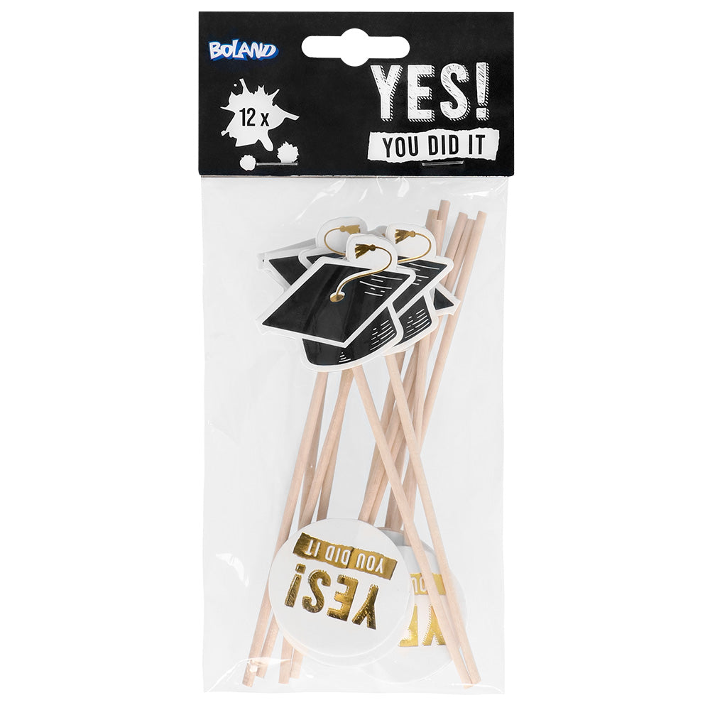 Kit Cake Topper Graduation YES YOU DID IT - 12 Pièces
