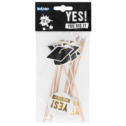 Kit Cake Topper Graduation YES YOU DID IT - 12 Pièces