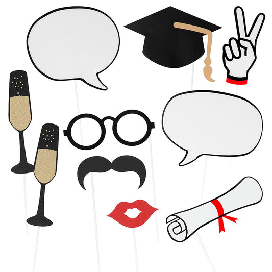 Kit 10 Photo Props Remise de Diplôme - Accessoires Fête Graduation