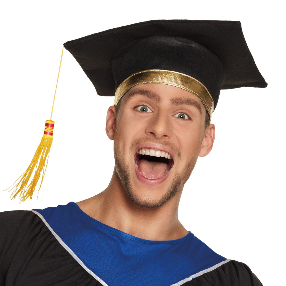 Toque de Diplômé Noire avec Gland Or - Accessoire Graduation