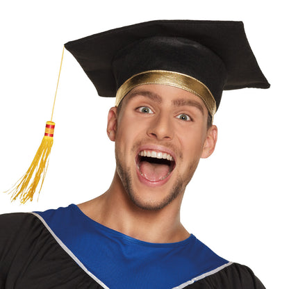 Toque de Diplômé Noire avec Gland Or - Accessoire Graduation