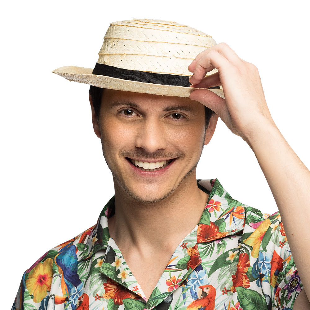 Chapeau de Paille Naturel Panama avec Ruban Noir