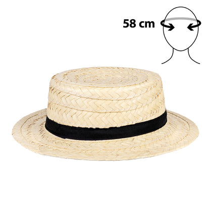 Chapeau de Paille Naturel Panama avec Ruban Noir