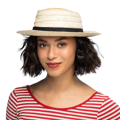 Chapeau de Paille Naturel Panama avec Ruban Noir