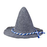 Chapeau de Sorcier Gris en Feutre avec Cordon Bleu et Blanc