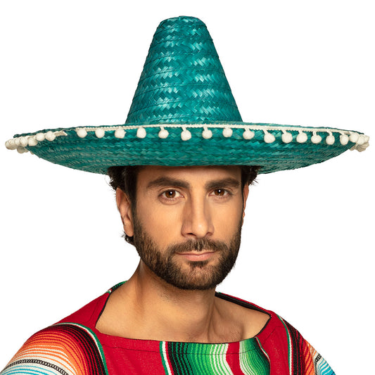 Sombrero Mexicain Coloré - Lot de 4 Chapeaux Festifs avec Pompons